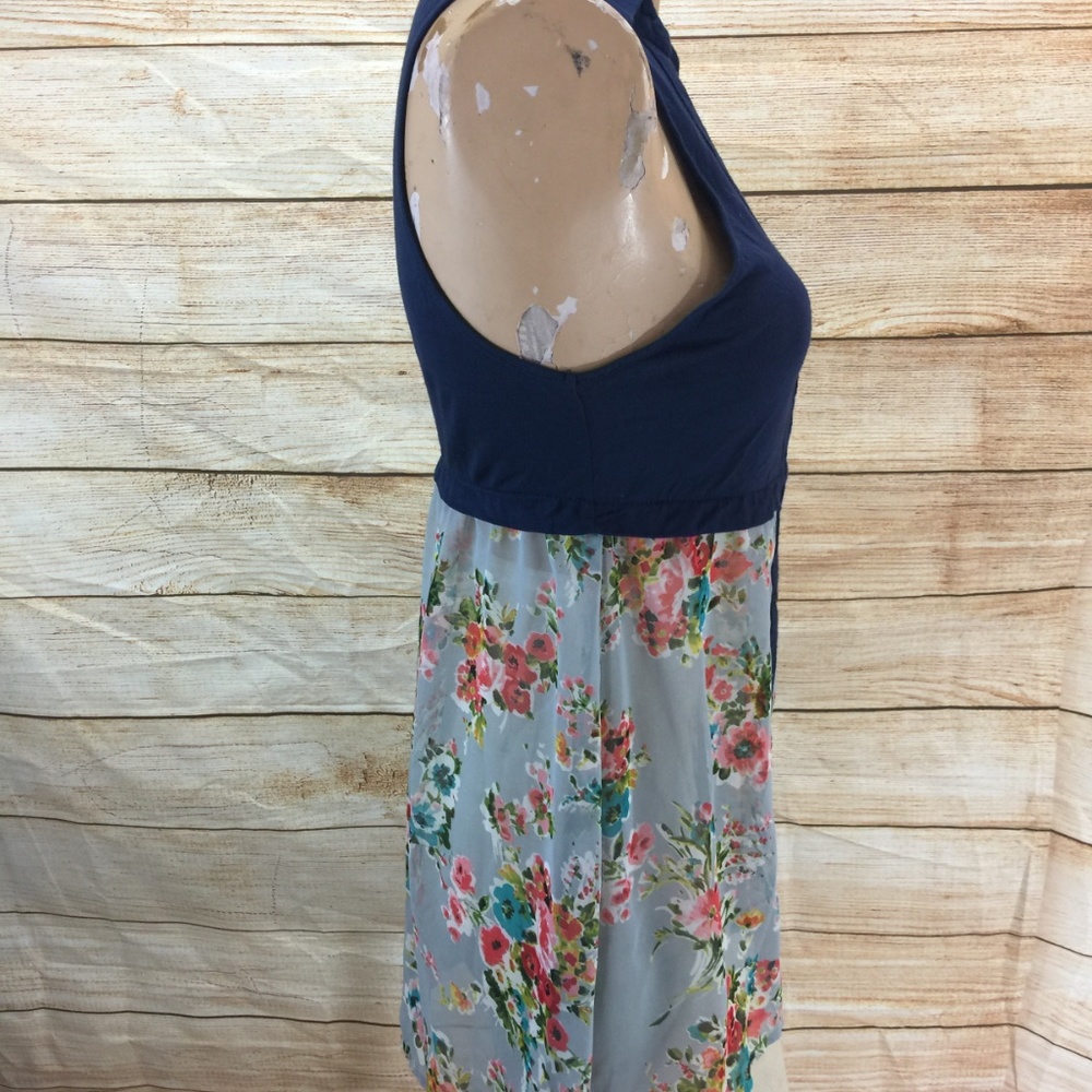 Rue21 Navy Floral Blouse S Sleeveless - Picture 5 of 6
